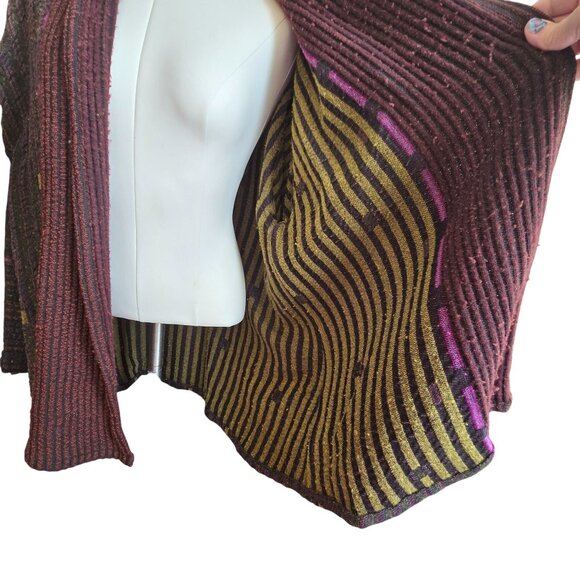 Susan Neal Handwoven Multicolor Open Front Jacket Cardigan Reversible CM2056 - Picture 11 of 16